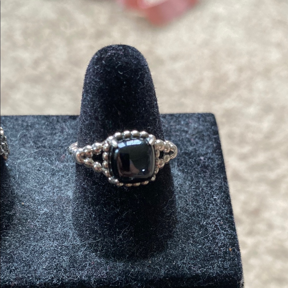 Pandora Black and Sterling Silver Modern Ring